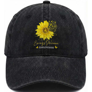 Ewings Sarcoma Awareness Washed Cotton Baseball Cap Yellow Flower Petal Ribbons Sunflower TS11 Print Your Wear