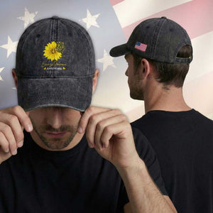Ewings Sarcoma Awareness Washed Cotton Baseball Cap Yellow Flower Petal Ribbons Sunflower TS11 Print Your Wear