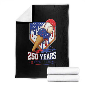 250 Years Baseball Ice Cream Drip 4th of July USA Flag Throw Blanket TS11 Black Print Your Wear