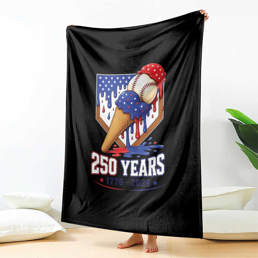 250 Years Baseball Ice Cream Drip 4th of July USA Flag Throw Blanket TS11 Print Your Wear