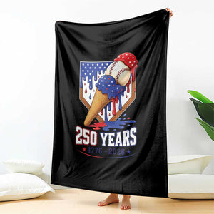 250 Years Baseball Ice Cream Drip 4th of July USA Flag Throw Blanket TS11 Print Your Wear
