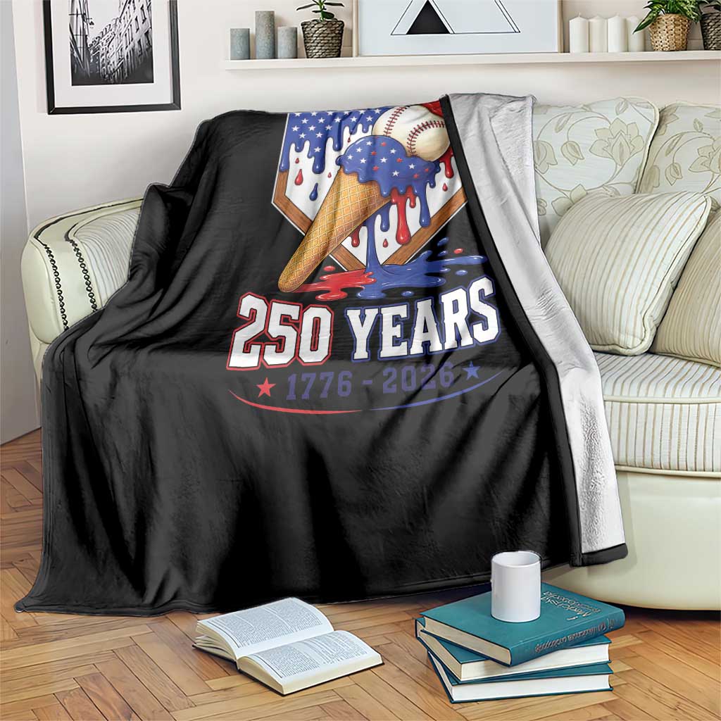 250 Years Baseball Ice Cream Drip 4th of July USA Flag Throw Blanket TS11 Print Your Wear
