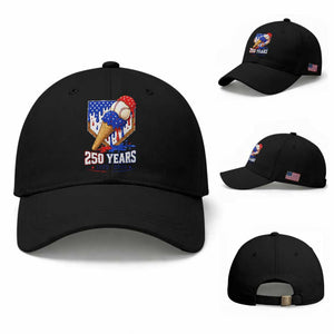 250 Years Baseball Ice Cream Drip 4th of July USA Flag Baseball Cap TS11 Baseball Cap Universal Fit Black Print Your Wear