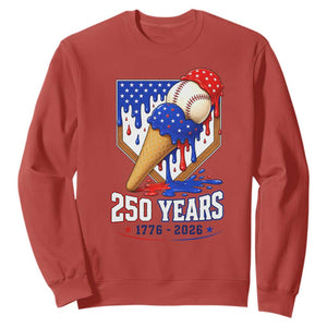 250 Years Baseball Ice Cream Drip 4th of July USA Flag Sweatshirt TS11 Red Print Your Wear