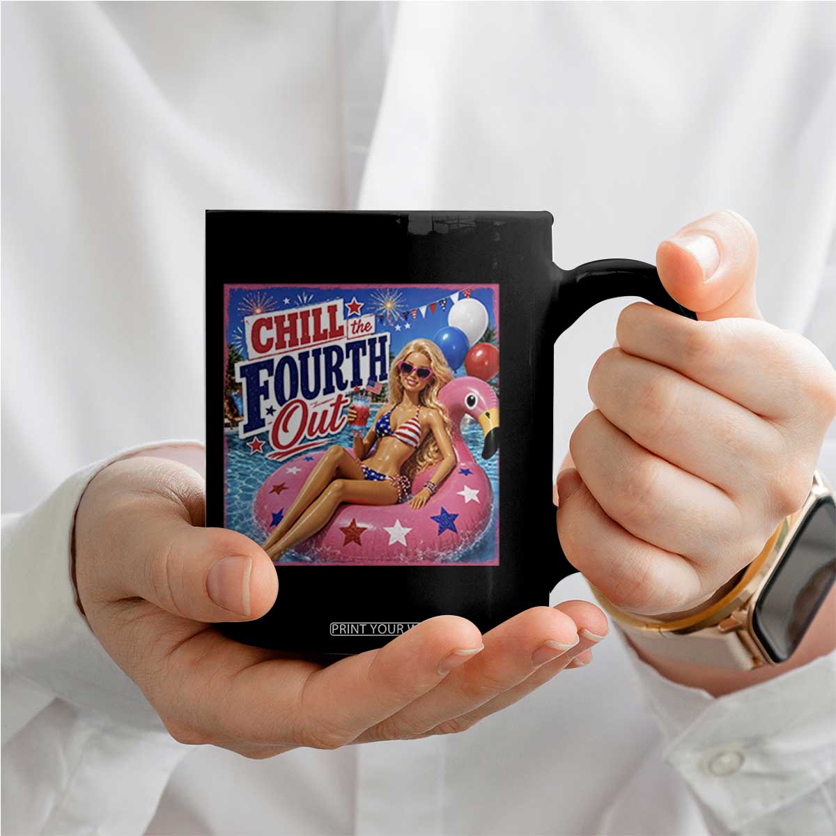 Chill The Fourth Out Doll Meme 4th of July Coffee Mug TS11 Print Your Wear