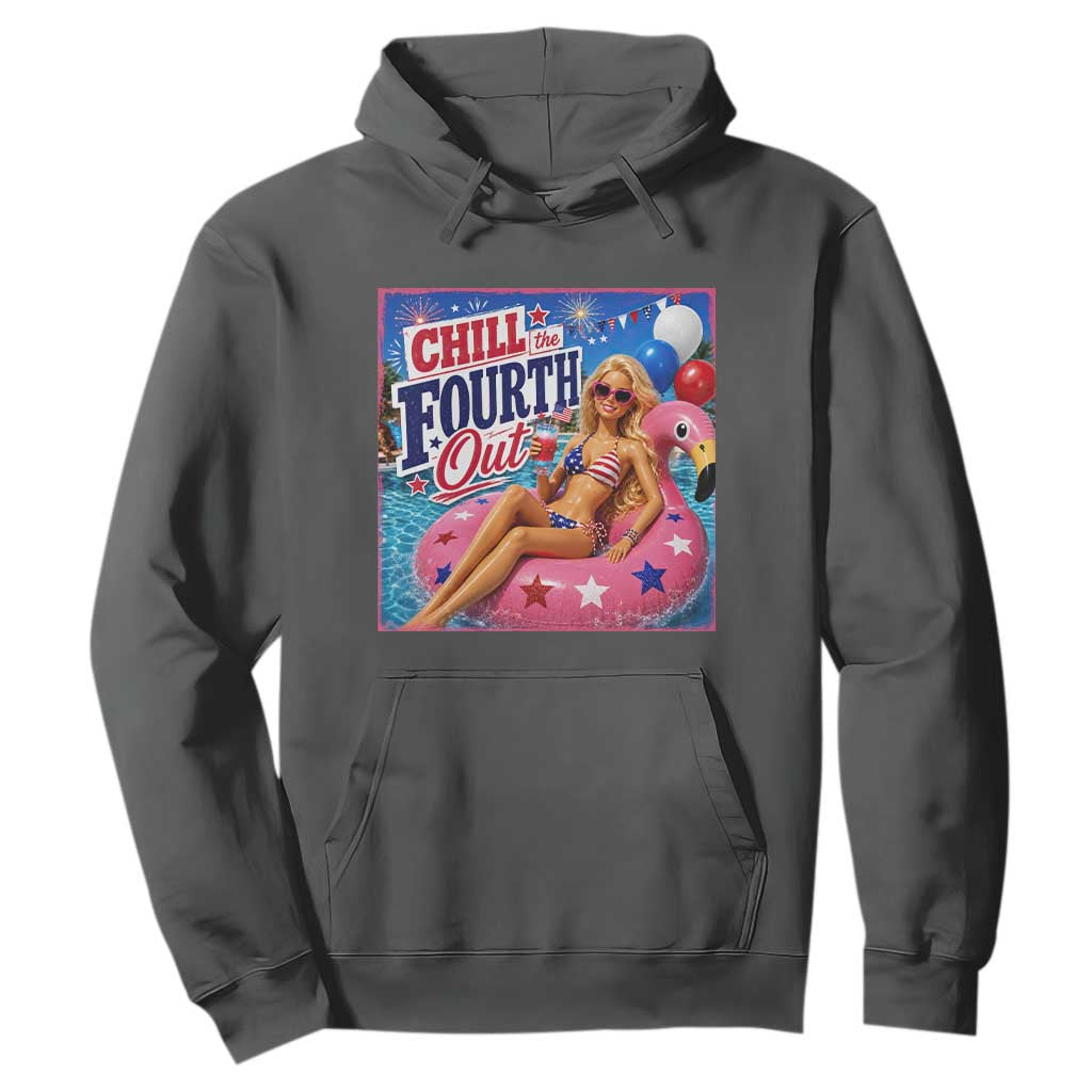 Chill The Fourth Out Doll Meme 4th of July Hoodie TS11 Dark Heather Print Your Wear
