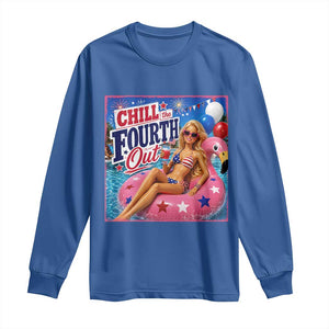 Chill The Fourth Out Doll Meme 4th of July Long Sleeve Shirt TS11 Royal Blue Print Your Wear