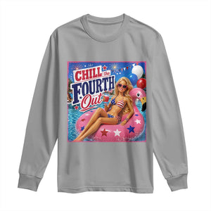 Chill The Fourth Out Doll Meme 4th of July Long Sleeve Shirt TS11 Sport Gray Print Your Wear