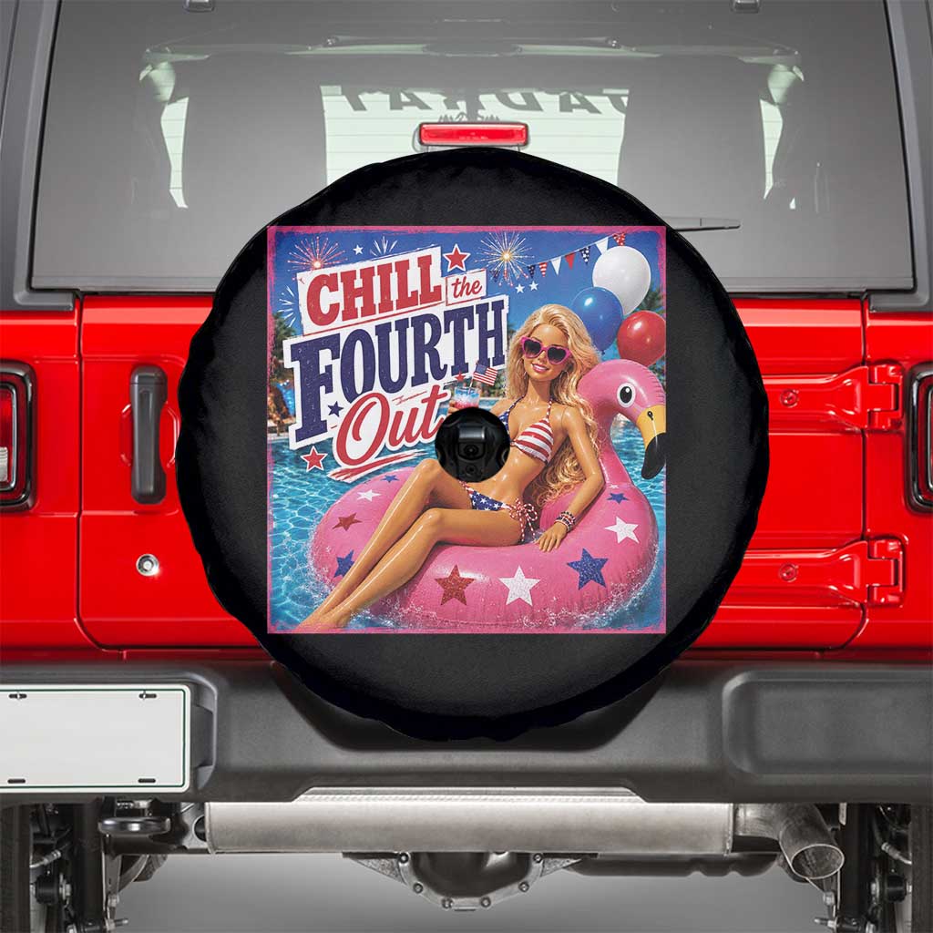 Chill The Fourth Out Doll Meme 4th of July Spare Tire Cover TS11 Black Print Your Wear