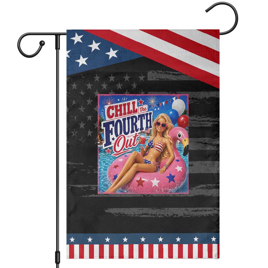 Chill The Fourth Out Doll Meme 4th of July Patriotic Garden Flag TS11 Distressed Black Blue Print Your Wear