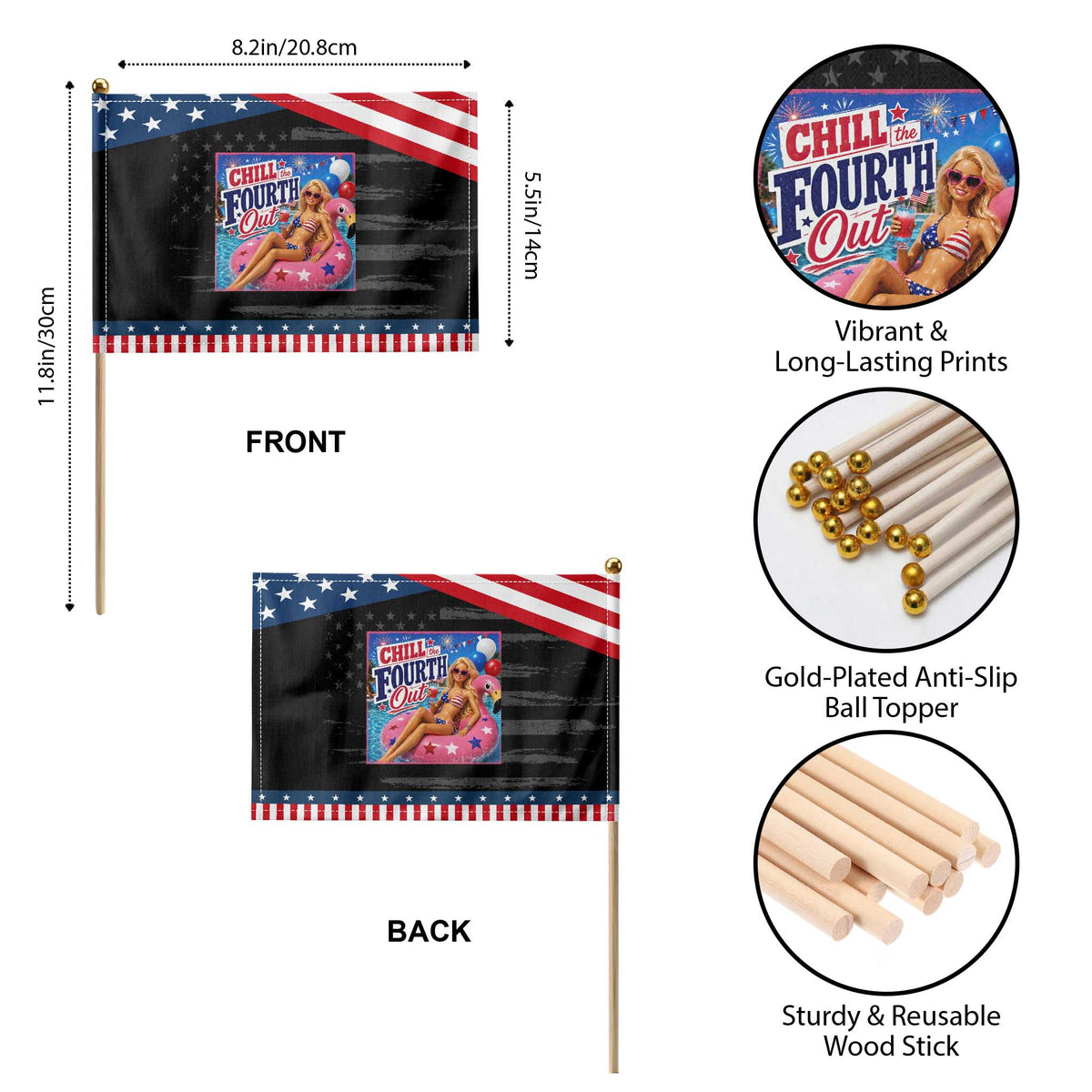 Chill The Fourth Out Doll Meme 4th of July Patriotic Handheld Flag TS11 Print Your Wear