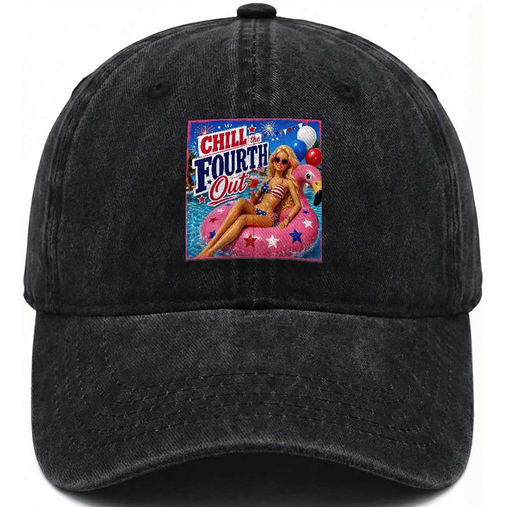 Chill The Fourth Out Doll Meme 4th of July Washed Cotton Baseball Cap TS11 Print Your Wear