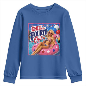 Chill The Fourth Out Doll Meme 4th of July Youth Sweatshirt TS11 Royal Blue Print Your Wear