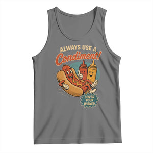 Always Use A Condiment Cover Your Wiener Funny Hot Dog Tank Top TS11 Black Heather Print Your Wear