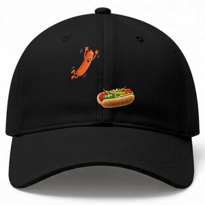 Funny Chicago Style Hot Dog Sausage Jumping Into Bun BBQ Baseball Cap TS11 Print Your Wear