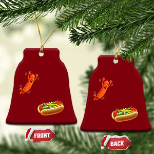 Funny Chicago Style Hot Dog Sausage Jumping Into Bun BBQ Ceramic Ornament TS11 Print Your Wear