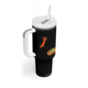 Funny Chicago Style Hot Dog Sausage Jumping Into Bun BBQ Tumbler With Handle TS11 Print Your Wear