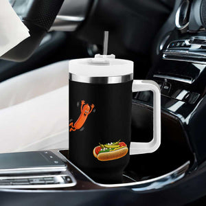 Funny Chicago Style Hot Dog Sausage Jumping Into Bun BBQ Tumbler With Handle TS11 Print Your Wear
