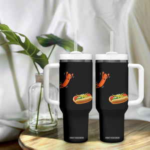 Funny Chicago Style Hot Dog Sausage Jumping Into Bun BBQ Tumbler With Handle TS11 Print Your Wear
