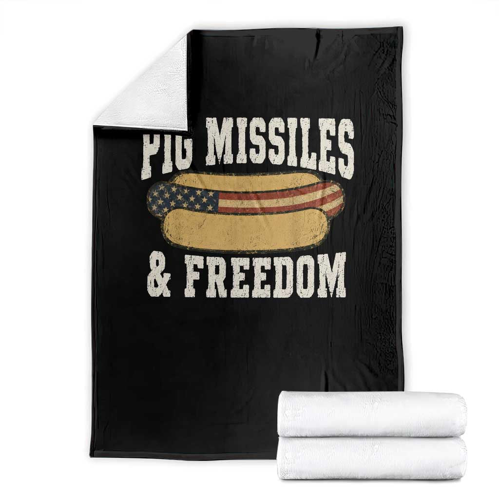 Pig Missiles And Freedom 4th of July Patriotic Hotdog Throw Blanket TS11 Black Print Your Wear