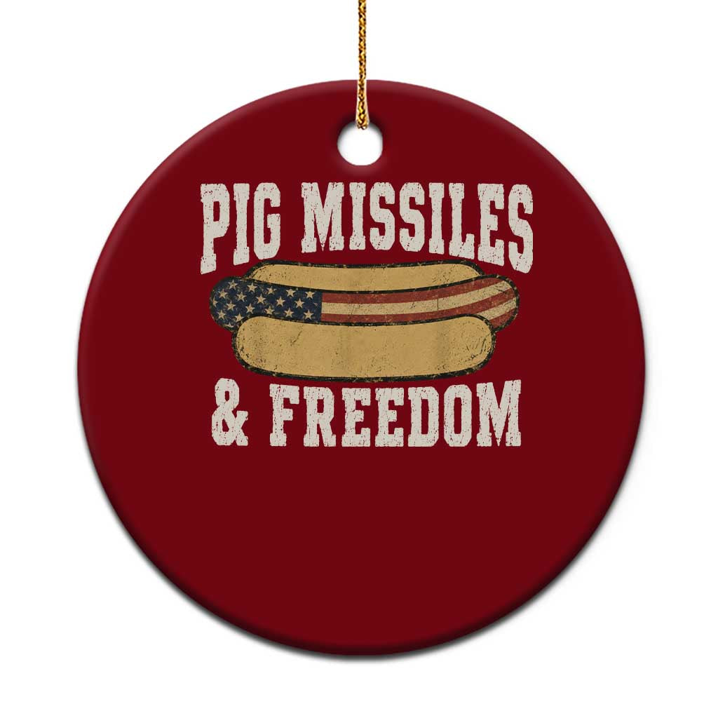 Pig Missiles And Freedom 4th of July Patriotic Hotdog Ceramic Ornament TS11 1pc Red Print Your Wear