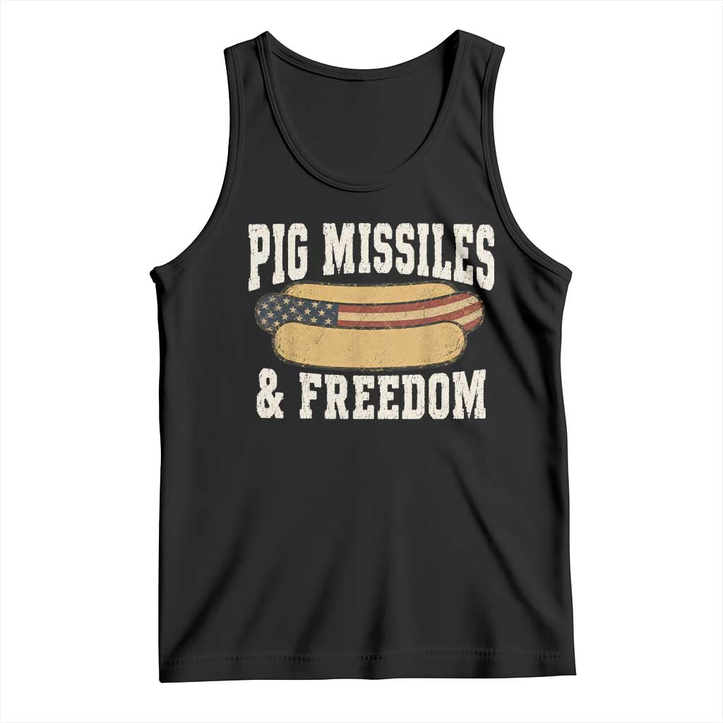 Pig Missiles And Freedom 4th of July Patriotic Hotdog Tank Top TS11 Black Print Your Wear