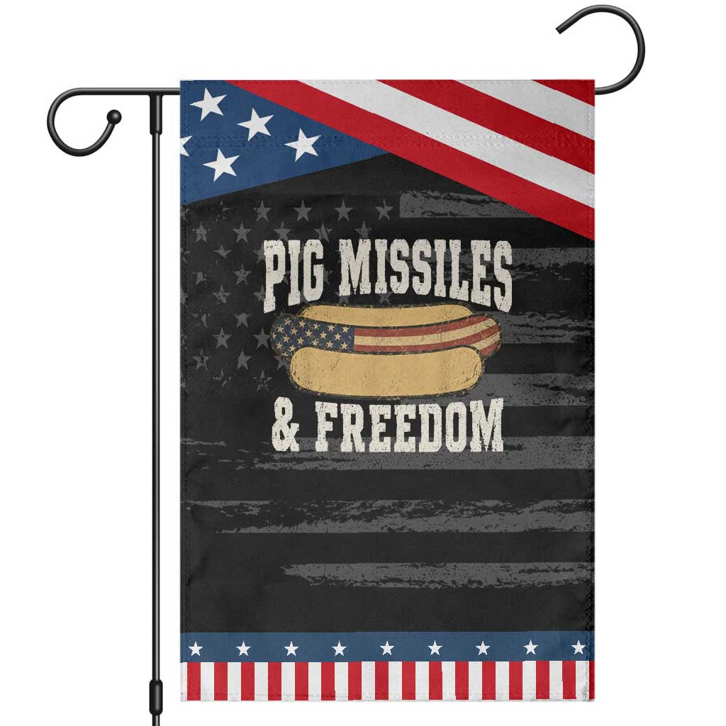 Pig Missiles And Freedom 4th of July Patriotic Hotdog Patriotic Garden Flag TS11 Distressed Black Blue Print Your Wear