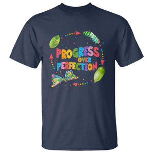 Progress Over Perfection T Shirt Caterpillar Back To School TS11 Navy Print Your Wear