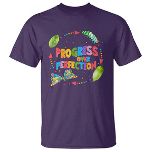 Progress Over Perfection T Shirt Caterpillar Back To School TS11 Purple Print Your Wear