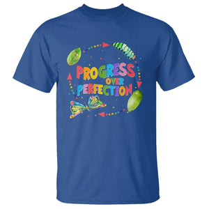 Progress Over Perfection T Shirt Caterpillar Back To School TS11 Royal Blue Print Your Wear