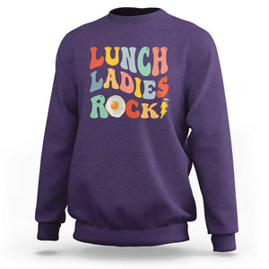 Lunch Ladies Rock Sweatshirt Retro Groovy Cafeteria Crew Egg Pencil TS11 Purple Print Your Wear