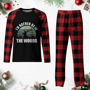 Deer Hunting Plaid Pajama Set Id Rather Be In the Woods