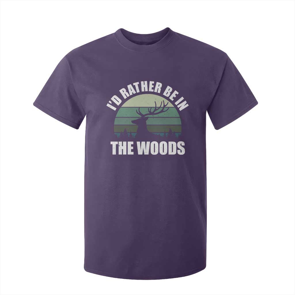 Deer Hunting T Shirt For Kid Id Rather Be In the Woods