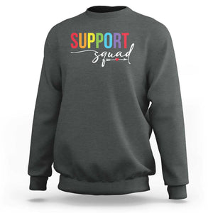 School Support Team Sweatshirt Support Squad Teacher TS11 Dark Heather Print Your Wear