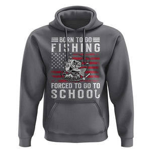 Born To Go Fishing Forced To Go To School Hoodie Bass Fly Fishing TS11 Charcoal Print Your Wear