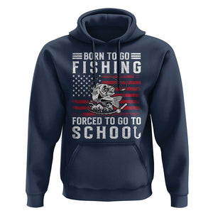 Born To Go Fishing Forced To Go To School Hoodie Bass Fly Fishing TS11 Navy Print Your Wear