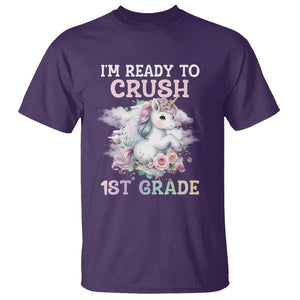 Back To School T Shirt I'm Ready To Crush First Grade Unicorn TS11 Purple Print Your Wear