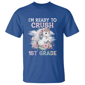 Back To School T Shirt I'm Ready To Crush First Grade Unicorn TS11 Royal Blue Print Your Wear