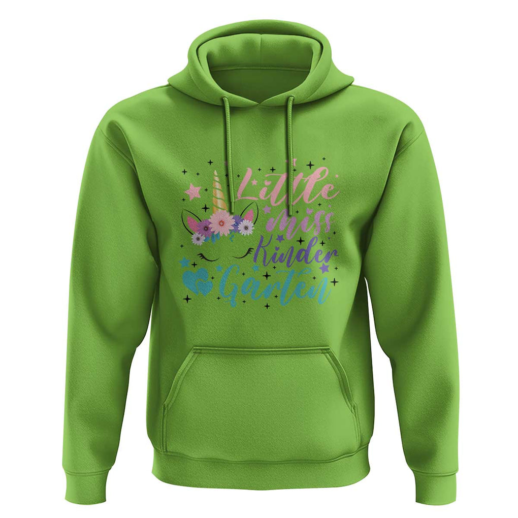 Back To School Hoodie Little Miss Kindergarten Unicorn TS11 Lime Print Your Wear