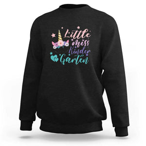 Back To School Sweatshirt Little Miss Kindergarten Unicorn TS11 Black Print Your Wear