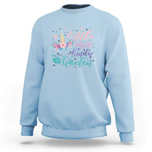 Back To School Sweatshirt Little Miss Kindergarten Unicorn TS11 Light Blue Print Your Wear