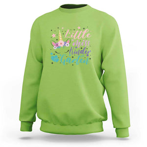 Back To School Sweatshirt Little Miss Kindergarten Unicorn TS11 Lime Print Your Wear