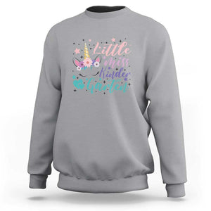 Back To School Sweatshirt Little Miss Kindergarten Unicorn TS11 Sport Gray Print Your Wear