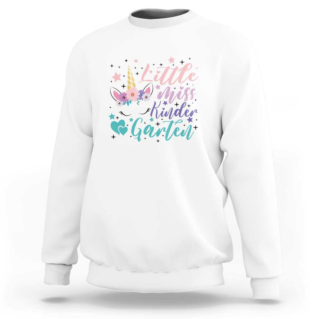 Back To School Sweatshirt Little Miss Kindergarten Unicorn TS11 White Print Your Wear