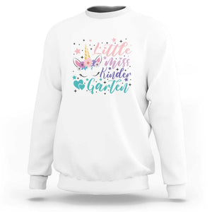 Back To School Sweatshirt Little Miss Kindergarten Unicorn TS11 White Print Your Wear