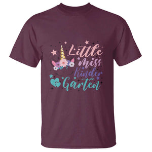 Back To School T Shirt Little Miss Kindergarten Unicorn TS11 Maroon Print Your Wear