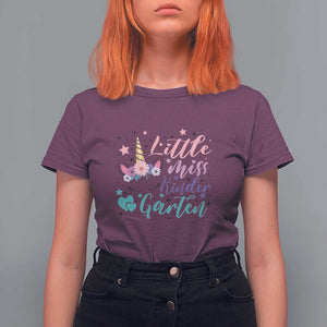 Back To School T Shirt For Women Little Miss Kindergarten Unicorn TS11 Maroon Print Your Wear