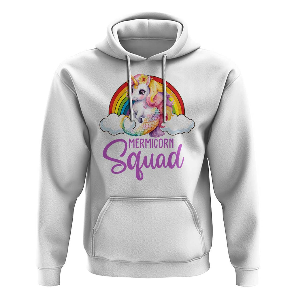Mermicorn Squad Hoodie Mermaids Unicorns Birthday Party Rainbow TS11 White Print Your Wear
