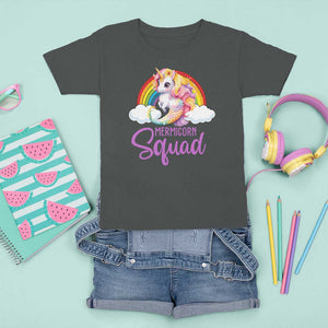 Mermicorn Squad T Shirt For Kid Mermaids Unicorns Birthday Party Rainbow TS11 Dark Heather Print Your Wear