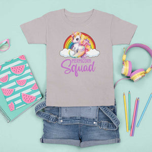 Mermicorn Squad T Shirt For Kid Mermaids Unicorns Birthday Party Rainbow TS11 Ice Gray Print Your Wear